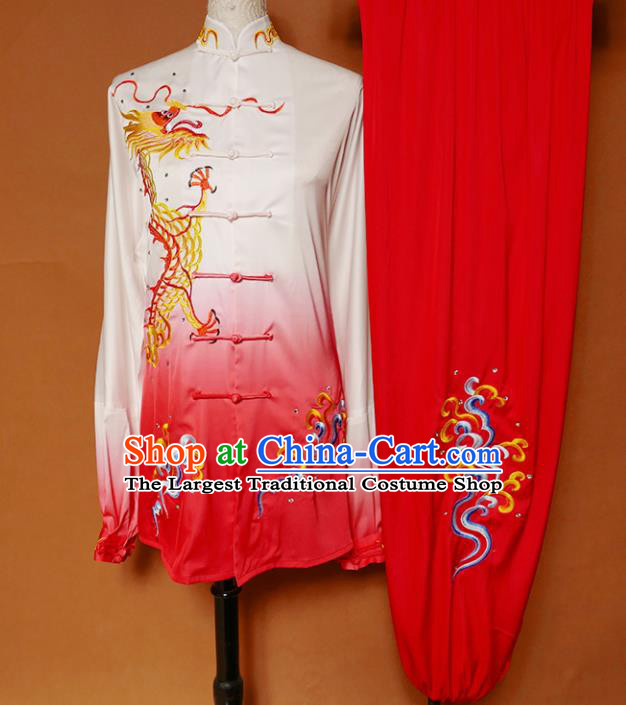 Top Grade Kung Fu Costume Martial Arts Training Tai Ji Embroidered Dragon Uniform for Adults