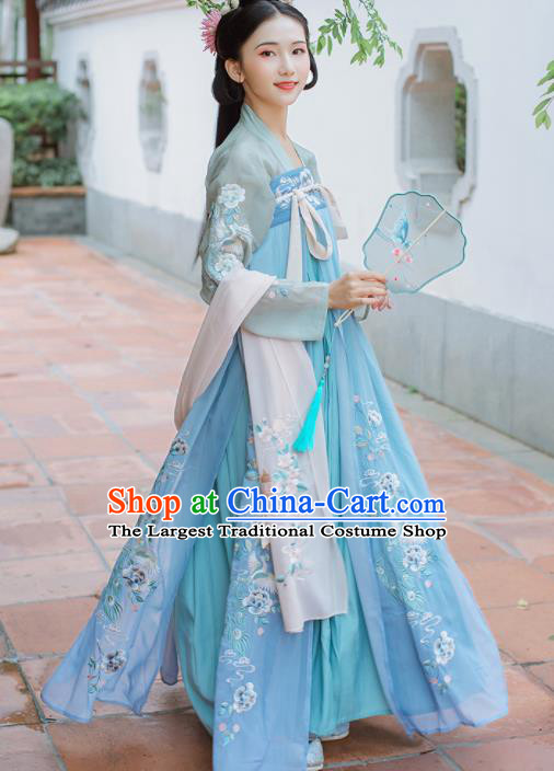 Chinese Traditional Princess Embroidered Hanfu Dress Ancient Tang Dynasty Palace Lady Historical Costume for Women