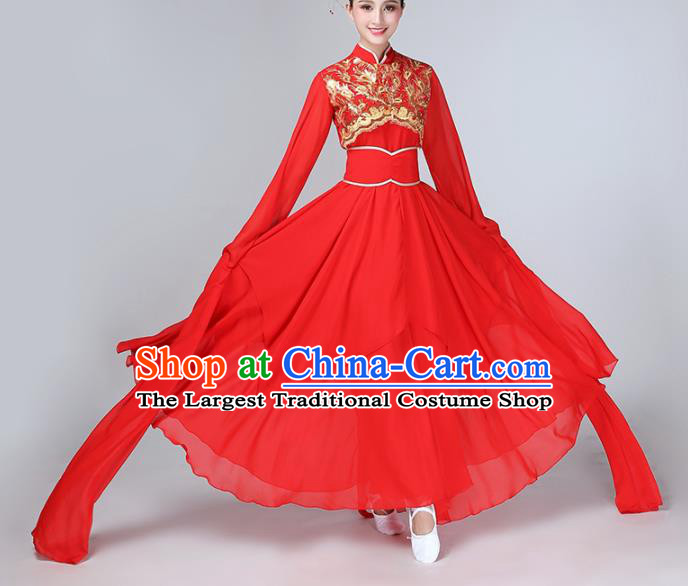 Chinese Traditional Water Sleeve Dance Costume Classical Dance Red Hanfu Dress for Women