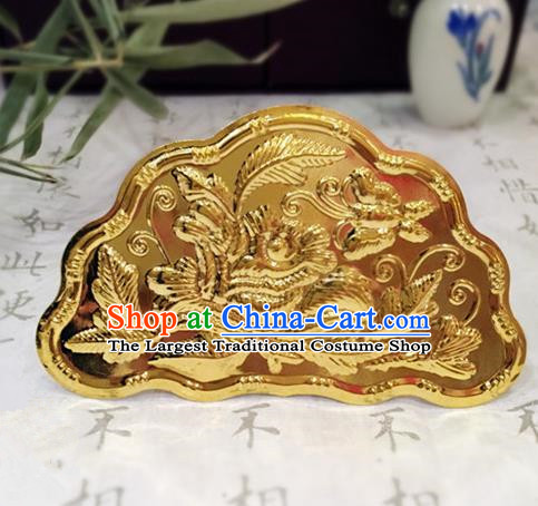 Chinese Ancient Handmade Carving Hair Crown Golden Hairpins Traditional Classical Hair Accessories for Women