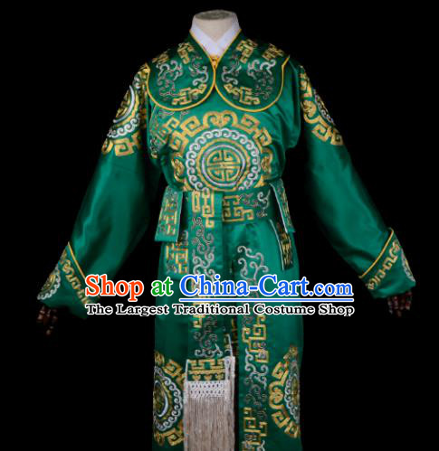 Professional Chinese Beijing Opera Takefu Costume Ancient Swordsmen Green Clothing for Adults