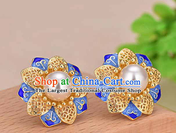 Chinese Ancient Traditional Handmade Cloisonne Earrings Classical Ear Accessories for Women