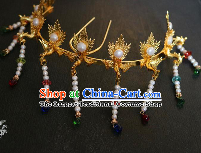 Chinese Ancient Handmade Palace Tassel Hair Crown Hairpins Traditional Classical Hair Accessories for Women