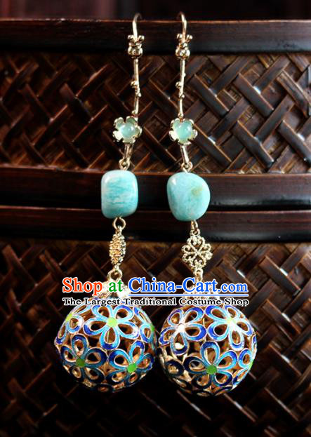 Top Grade Chinese Handmade Enamel Earrings Traditional Bride Tassel Ear Accessories for Women