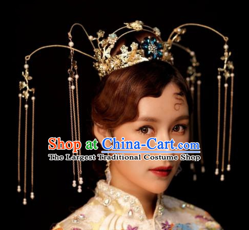 Chinese Ancient Palace Tassel Phoenix Coronet Hairpins Traditional Hair Accessories Headdress for Women