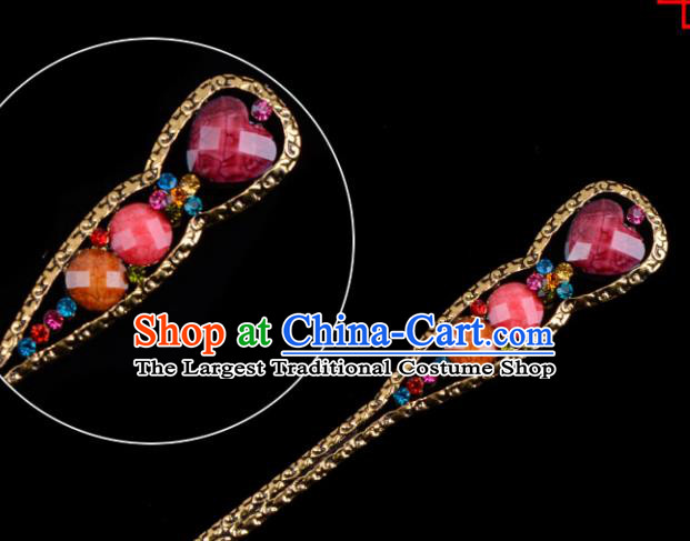 Chinese Beijing Opera Diva Hair Accessories Ancient Peri Purple Hairpins for Women