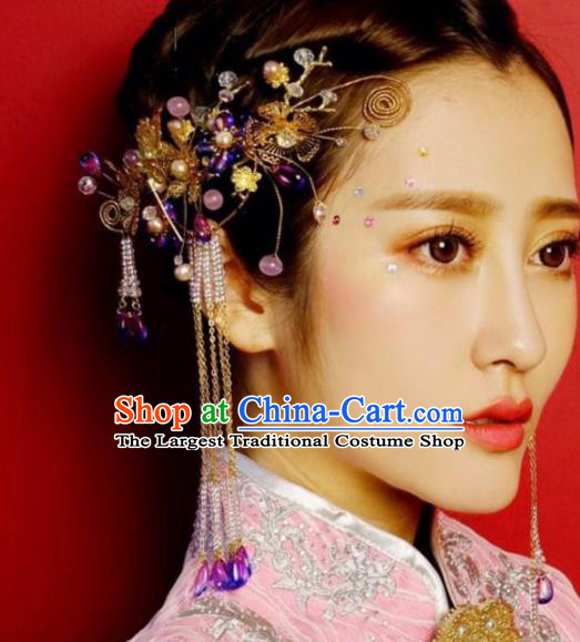 Top Grade Chinese Ancient Bride Wedding Hairpins Tassel Step Shake Traditional Hair Accessories Headdress for Women