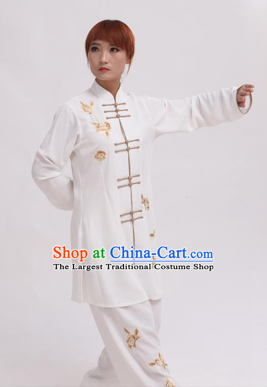 Chinese Traditional Tai Chi White Costume Martial Arts Tai Ji Competition Clothing for Women