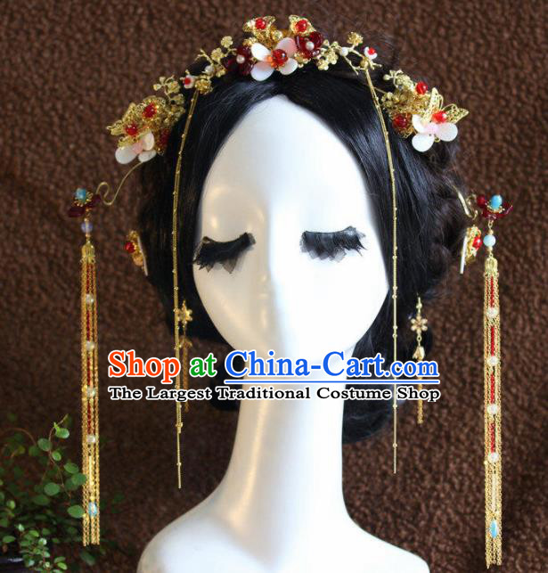 Top Grade Chinese Ancient Bride Wedding Tassel Hair Clasp Hairpins Traditional Hair Accessories Headdress for Women