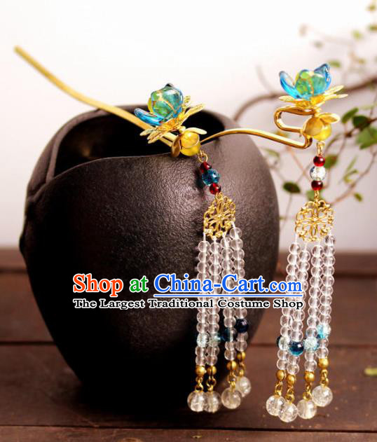 Handmade Chinese Ancient Princess Beads Tassel Hair Clips Hairpins Traditional Hair Accessories Headdress for Women