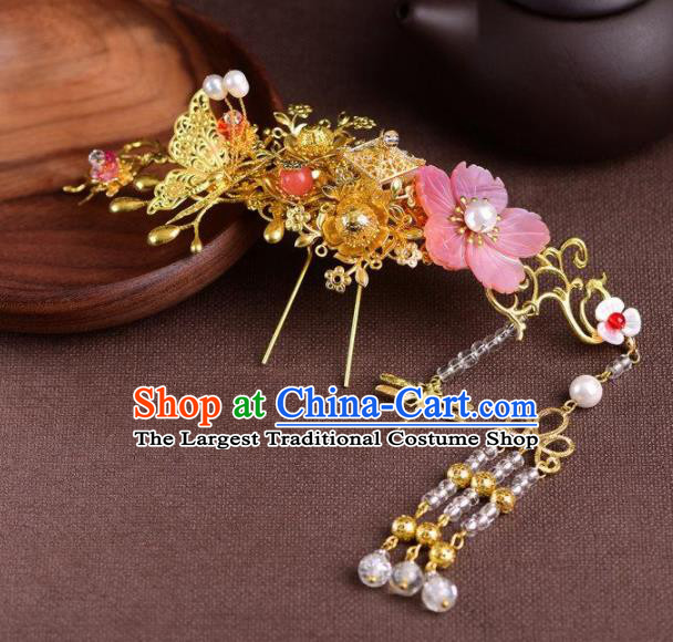 Handmade Chinese Ancient Princess Flower Hair Comb Hairpins Traditional Hair Accessories Headdress for Women