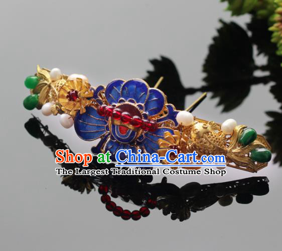 Handmade Chinese Ancient Princess Goldfish Lotus Hairpins Traditional Hair Accessories Headdress for Women