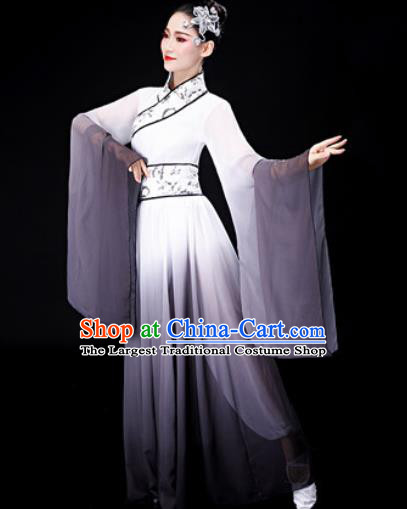 Chinese Traditional Classical Dance Grey Dress Umbrella Dance Stage Performance Costume for Women