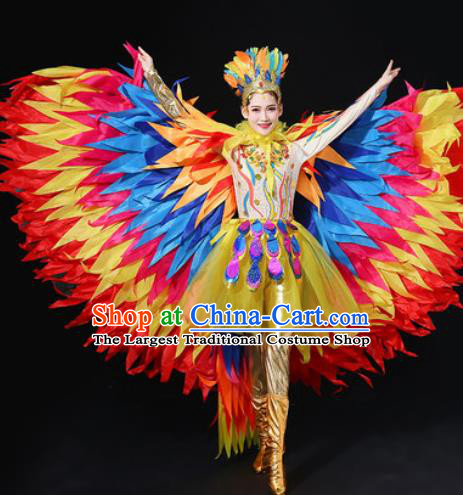 Chinese Traditional Modern Dance Feather Dress Spring Festival Gala Dance Stage Performance Costume for Women