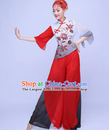 Traditional Chinese Folk Dance Red Clothing Yangko Dance Costume for Women