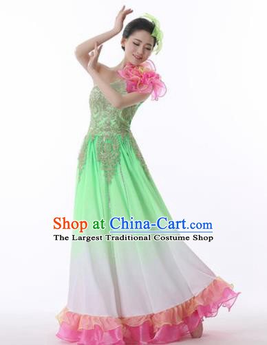 Chinese Traditional Opening Dance Green Dress Modern Dance Stage Performance Costume for Women