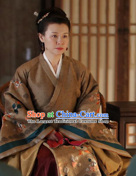 Chinese Drama The Story Of MingLan Ancient Song Dynasty Dowager Countess Embroidered Historical Costume for Women