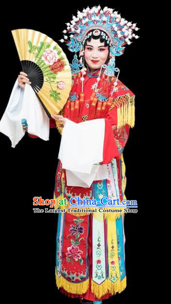 Chinese Traditional Peking Opera Imperial Consort Red Embroidered Dress Classical Beijing Opera Actress Costume for Adults