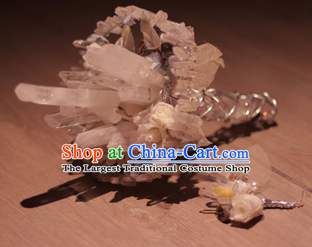 Chinese Traditional Wedding Bridal Bouquet Hand Crystal Flowers Bunch for Women