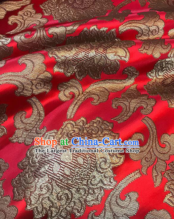 Asian Chinese Twine Lotus Pattern Red Brocade Fabric Traditional Silk Fabric Tang Suit Material