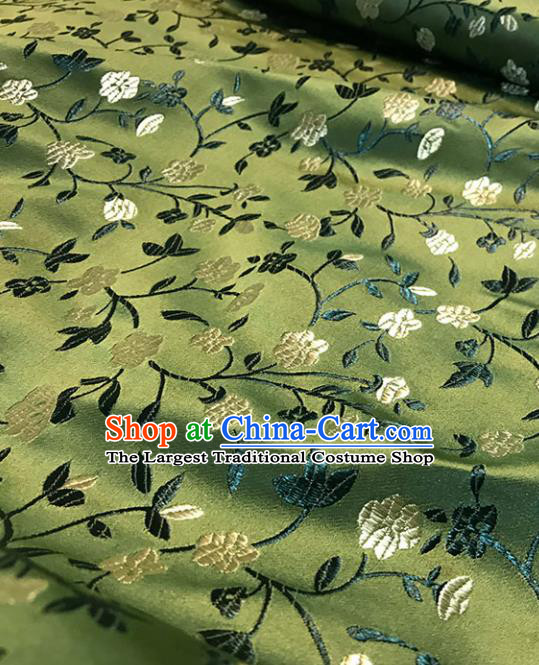 Asian Chinese Royal Wheat Flowers Pattern Green Brocade Fabric Traditional Silk Fabric Tang Suit Material