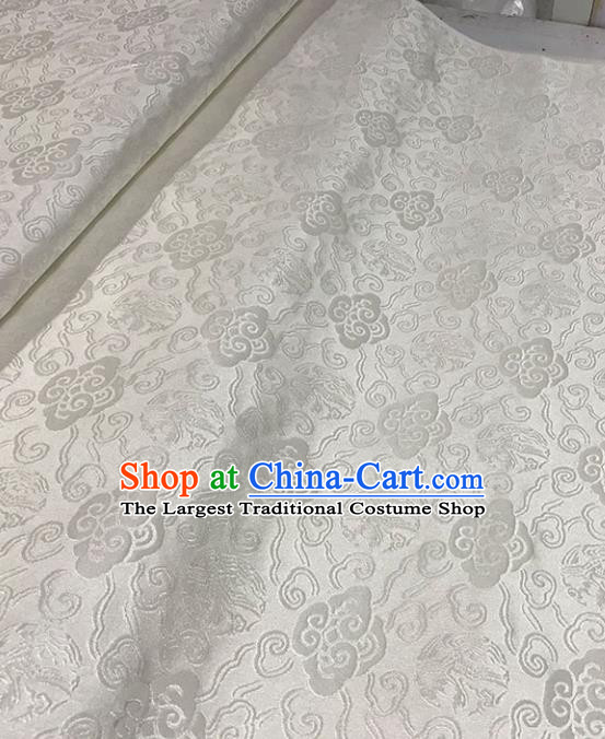 Asian Chinese Royal Clouds Pattern White Brocade Fabric Traditional Silk Fabric Tang Suit Material