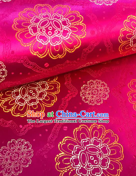 Asian Chinese Royal Flowers Pattern Rosy Brocade Fabric Traditional Silk Fabric Tang Suit Material