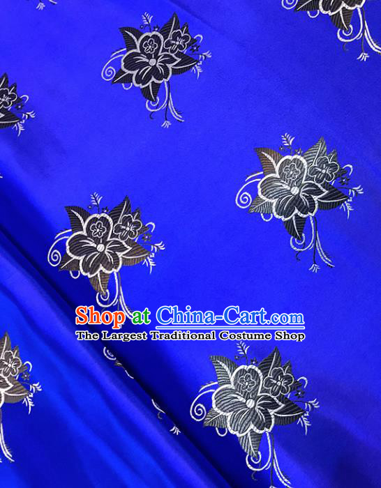 Asian Chinese Royal Pentas Pattern Royalblue Brocade Fabric Traditional Silk Fabric Tang Suit Material