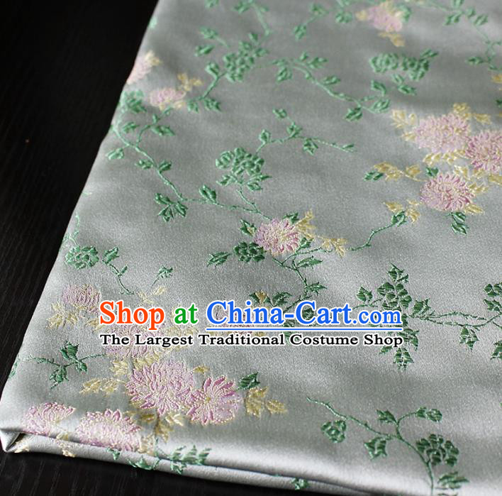 Asian Chinese Royal Chrysanthemum Pattern Brocade Fabric Traditional Silk Fabric Kimono Material