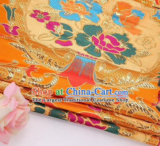 Asian Chinese Traditional Pattern Yellow Nanjing Brocade Fabric Tang Suit Silk Material