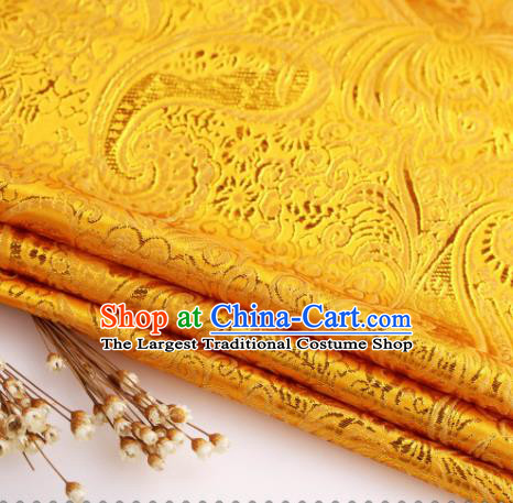 Asian Chinese Traditional Pipa Flowers Pattern Golden Nanjing Brocade Fabric Tang Suit Silk Material