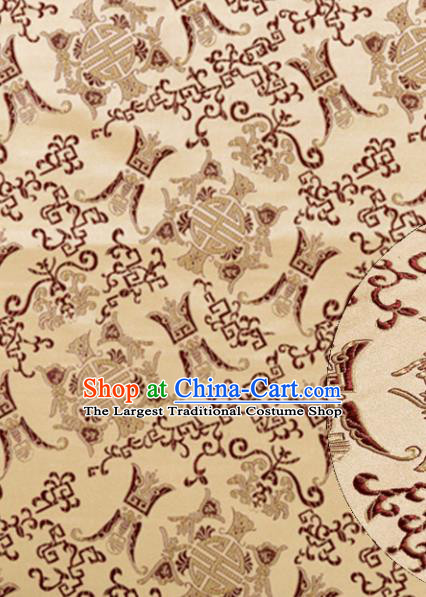 Asian Chinese Traditional Royal Longevity Pattern Golden Satin Nanjing Brocade Fabric Tang Suit Silk Material