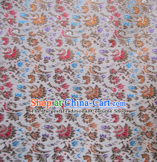 Asian Chinese Traditional Cockscomb Pattern White Satin Brocade Fabric Tang Suit Silk Material