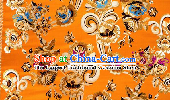 Asian Chinese Traditional Tang Suit Royal Flowers Pattern Golden Nanjing Brocade Fabric Silk Fabric Material