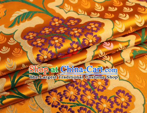 Asian Chinese Traditional Golden Nanjing Brocade Fabric Tang Suit Royal Pattern Silk Fabric Material