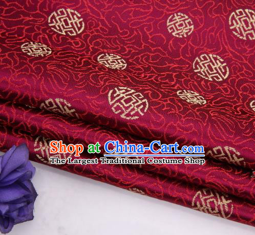 Asian Chinese Traditional Royal Longevity Pattern Wine Red Brocade Fabric Tang Suit Silk Fabric Material