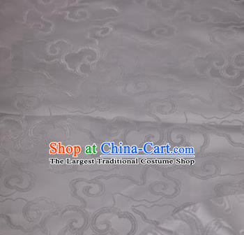 Asian Chinese Traditional Royal Auspicious Clouds Pattern White Brocade Fabric Tang Suit Silk Fabric Material