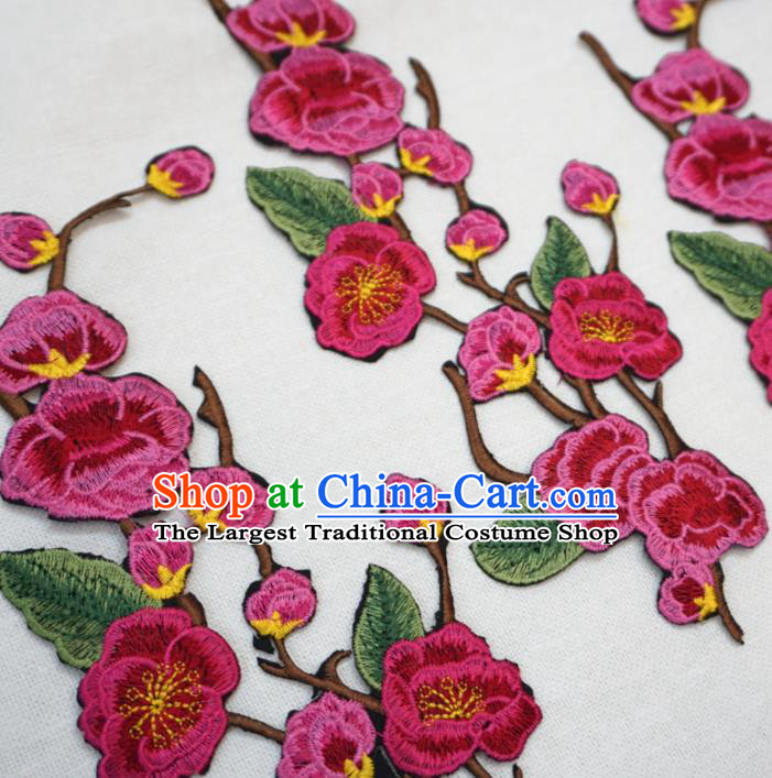 Asian Chinese Traditional Brocade Fabric Embroidered Plum Blossom Pattern White Satin Tang Suit Silk Material