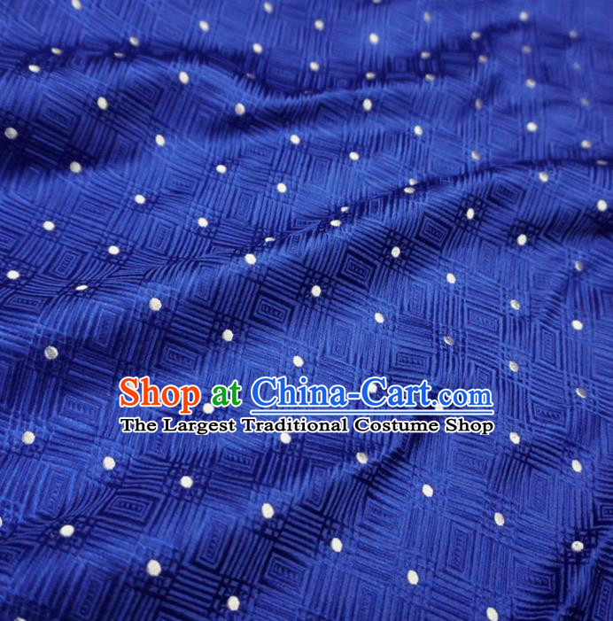 Asian Chinese Traditional Satin Fabric Classical Pattern Royalblue Brocade Tang Suit Silk Material