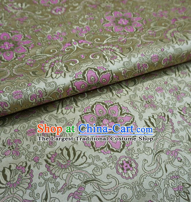 Asian Chinese Traditional Cheongsam Satin Fabric Classical Rosette Pattern Golden Brocade Tang Suit Silk Material