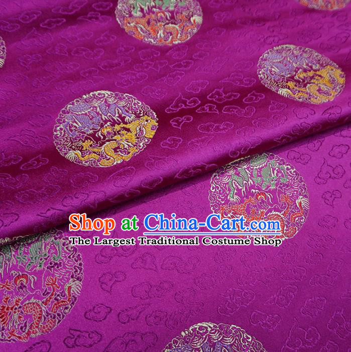 Asian Chinese Classical Dragons Design Pattern Rosy Brocade Traditional Cheongsam Satin Fabric Tang Suit Silk Material