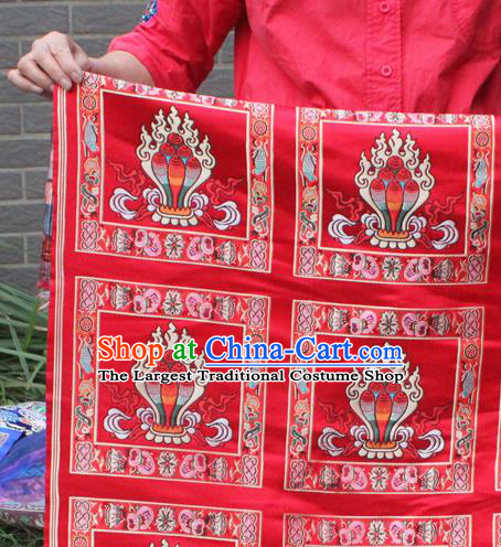 Asian Chinese Classical Buddhism Pattern Red Nanjing Brocade Traditional Tibetan Robe Satin Fabric Silk Material