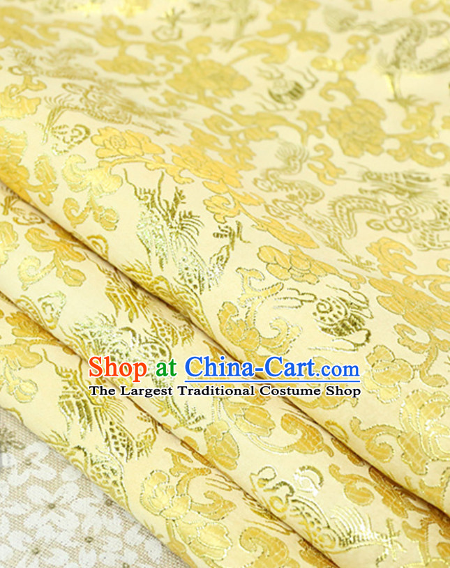 Gold Color Wide Width Traditional Dragon Fabric