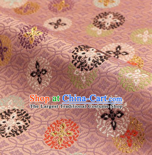 Asian Traditional Classical Pattern Nishijin Pink Brocade Fabric Japanese Kimono Satin Silk Material
