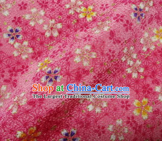 Asian Traditional Kimono Classical Sakura Pattern Pink Brocade Tapestry Satin Fabric Japanese Silk Material