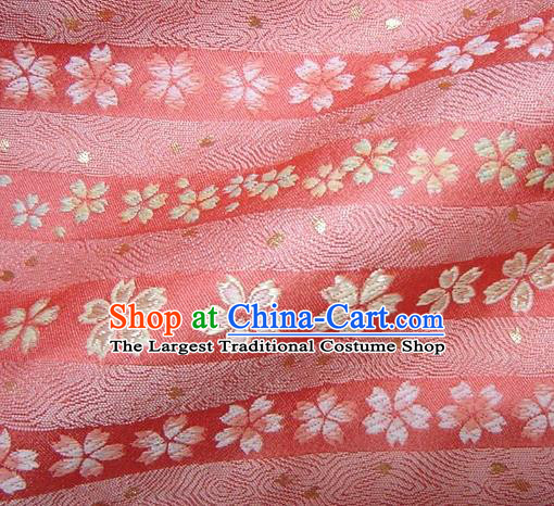 Asian Traditional Damask Classical Sakura Pattern Pink Brocade Fabric Japanese Kimono Tapestry Satin Silk Material