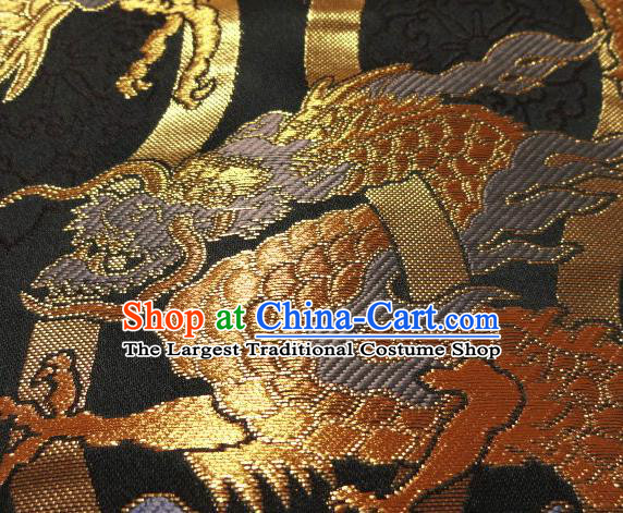 Asian Traditional Baldachin Classical Golden Dragon Pattern Brocade Fabric Japanese Kimono Tapestry Satin Silk Material