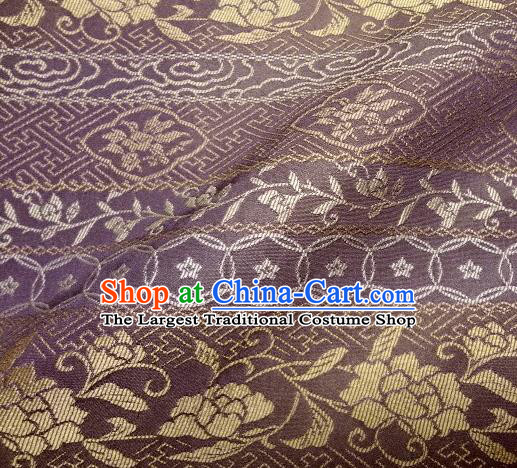 Asian Traditional Kimono Classical Roses Pattern Purple Damask Brocade Fabric Japanese Kyoto Tapestry Satin Silk Material