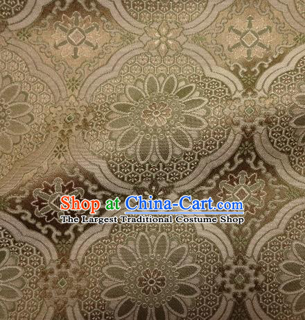 Asian Traditional Kimono Classical Pattern Bronze Damask Brocade Fabric Japanese Kyoto Tapestry Satin Silk Material