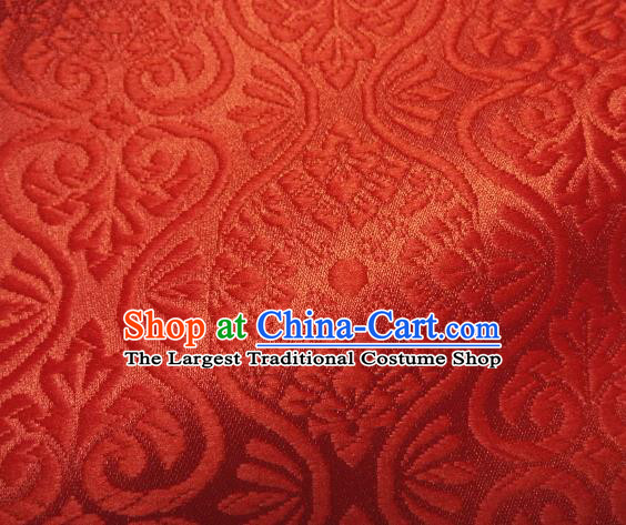 Asian Traditional Kyoto Kimono Brocade Classical Pattern Light Red Damask Fabric Japanese Tapestry Satin Silk Material